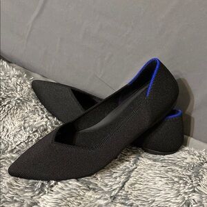 Rothy's The Point Black Pointy Flats Women’s Size 7.5 EUC